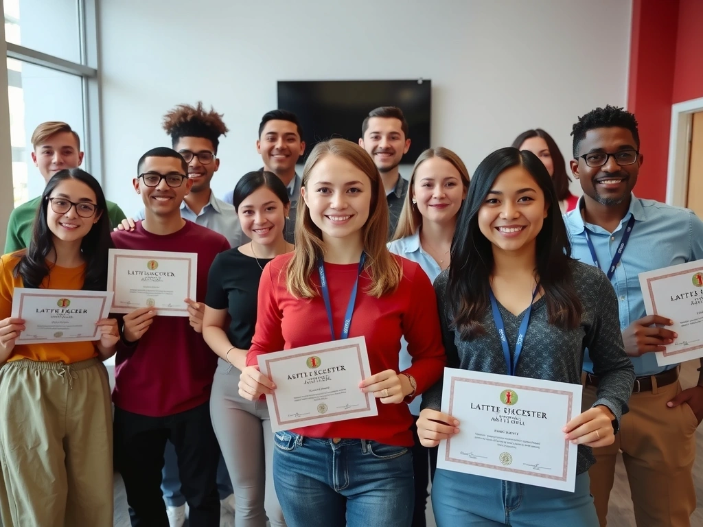 Estudiantes exitosos celebrando sus logros